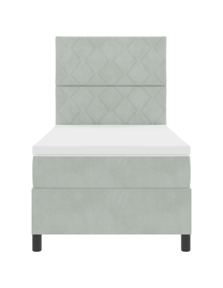 Letto a Rete con Materasso e Luce LED Grigio Chiaro 90x190 cm Velluto