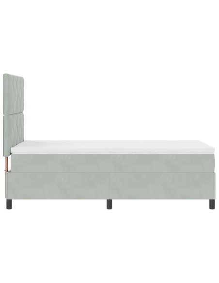 Letto a Rete con Materasso e Luce LED Grigio Chiaro 90x190 cm Velluto