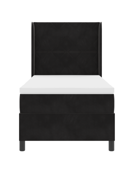 Letto a molle con materasso con led Nero 90 x 200 cm Velluto