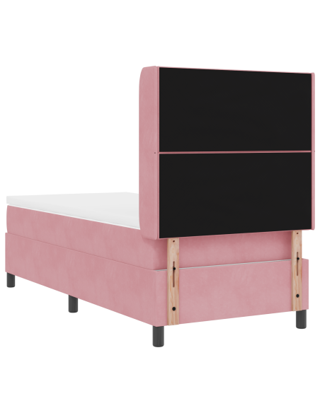 Letto Box Spring  con Materasso e LED Rosa 90x200 cm Velluto