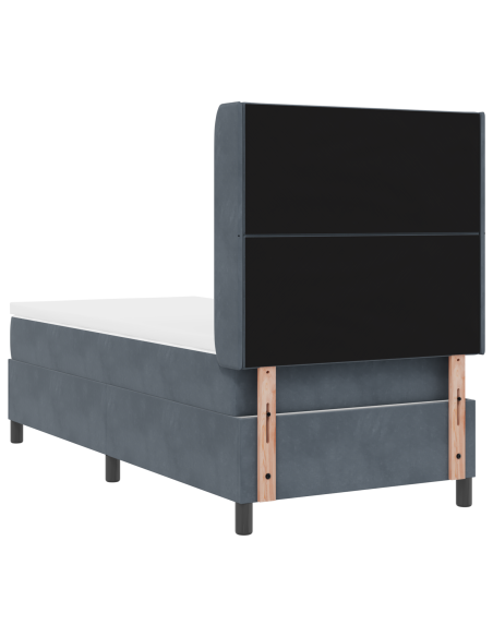 Letto a molle box con materasso e LED Grigio Scuro 100x200 cm Velluto