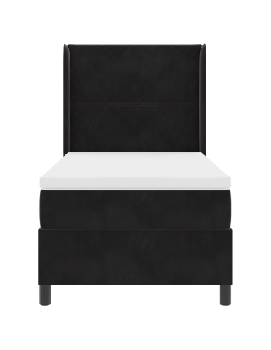 Letto a molle con materasso con led Nero 100 x 200 cm Velluto