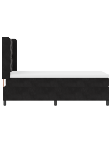 Letto a molle con strisce LED Nero 100 x 200 cm Velluto