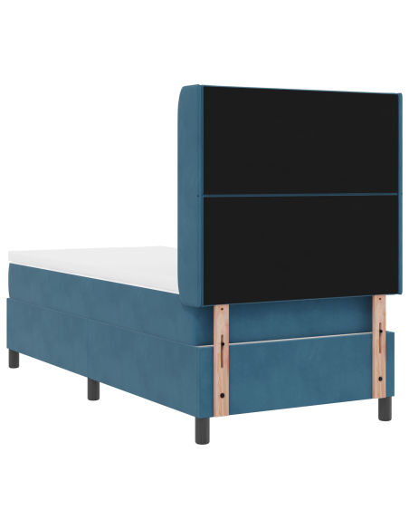Letto a Molle Insacchettate con Materasso & LED Blu Scuro 100x200 cm Velluto