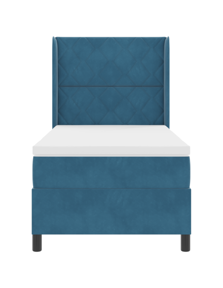 Letto a Molle Insacchettate con Materasso & LED Blu Scuro 100x200 cm Velluto