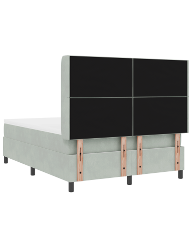 Letto a molle con testiera Grigio chiaro 140 x 190 cm Velluto