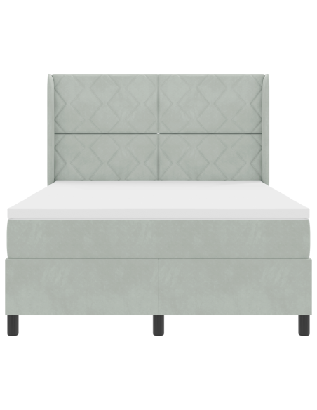 Letto a Box Spring  con Materasso e Luce LED Grigio Chiaro 140x190 cm Velluto