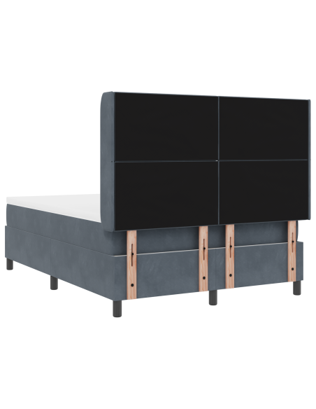 Letto a box con materasso e LED grigio scuro 140x190 cm in velluto