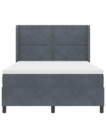 Letto a molle con testiera Grigio scuro 140 x 190 cm Velluto