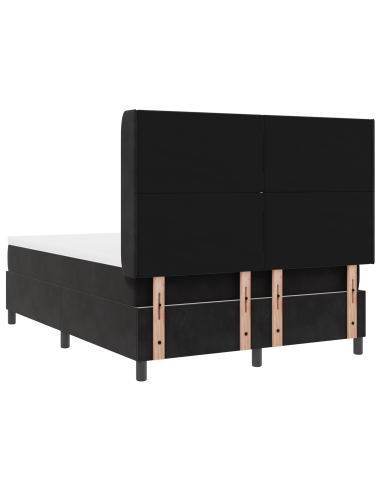 Letto a molle con strisce LED Nero 140 x 190 cm Velluto