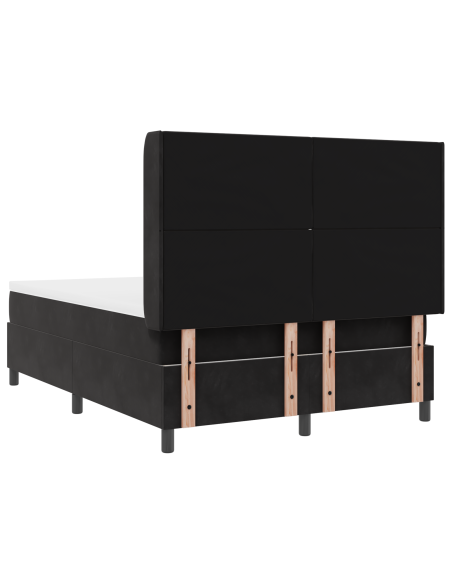 Letto con Rete a Molla e Materasso & LED Nero 140x190 cm Velluto