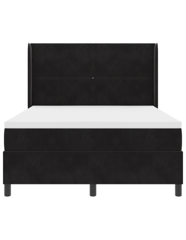 Letto a molle con strisce LED Nero 140 x 190 cm Velluto