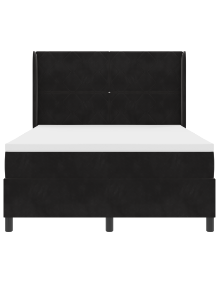 Letto a molle con strisce LED Nero 140 x 190 cm Velluto