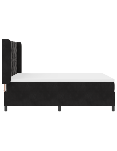 Letto a molle con strisce LED Nero 140 x 190 cm Velluto