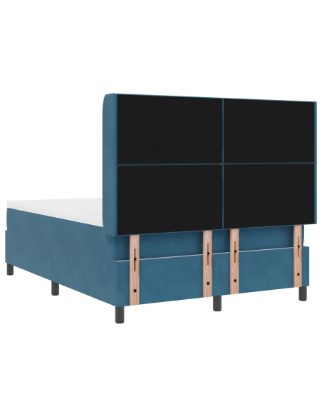 Letto con Materasso & LED Blu Scuro 140x190 cm in Velluto