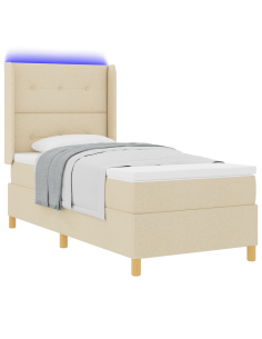 Letto a molle con materasso Crema 140 x 200 cm Tessuto