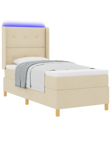 Letto a molle con materasso Crema 140 x 200 cm Tessuto