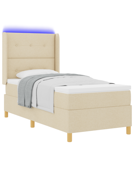 Rete a doghe con materasso e LED Crema 100x200 cm Tessuto