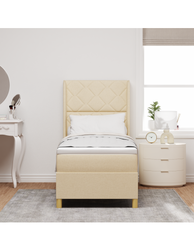 Letto a molle con materasso Crema 140 x 200 cm Tessuto