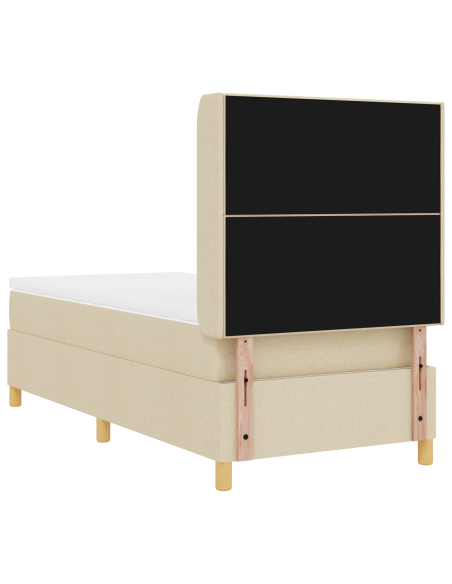 Letto con Box Spring e Materasso LED Crema 90x200 cm in Tessuto