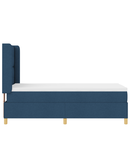 Letto Box Spring  con Materasso e LED Blu 90x200 cm in Tessuto