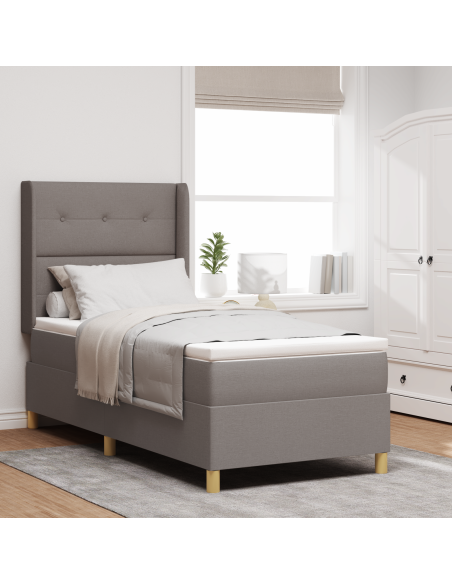 Letto a Piatto con Materasso e LED Tortora 100x200 cm Tessuto