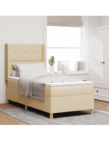 Letto a molle con materasso Crema 140 x 200 cm Tessuto