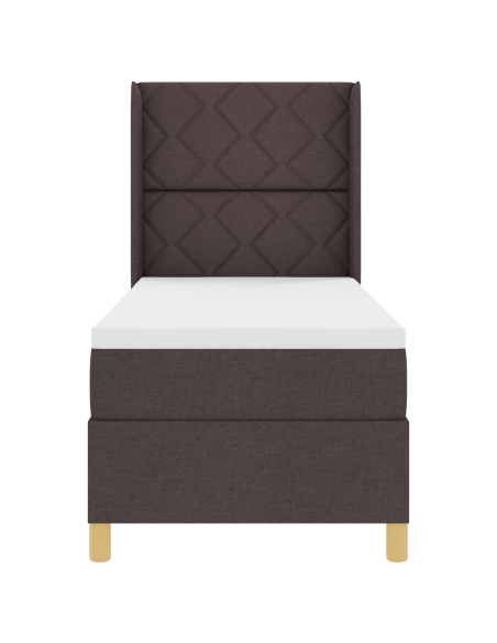 Letto Box Spring con Materasso e LED Marrone Scuro 80x200 cm Tessuto