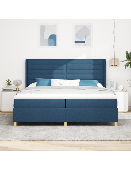 Letto Box Spring con Materasso e LED Blu 200x200 cm Tessuto