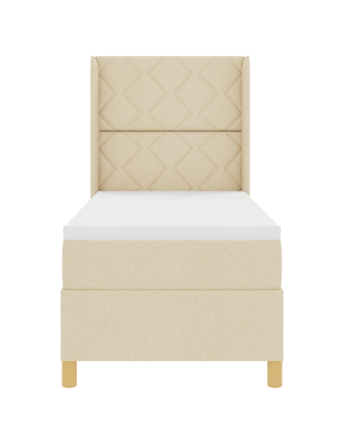 Letto a molle con materasso Crema 140 x 200 cm Tessuto