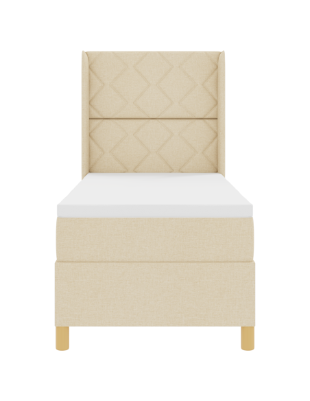 Letto Box Spring con Materasso e LED Crema 80x200 cm Tessuto
