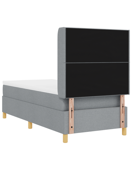 Letto Box Spring con Materasso e Luce LED Grigio Chiaro 80x200 cm in Tessuto