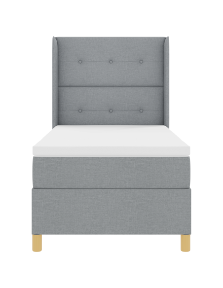 Letto Box Spring con Materasso e Luce LED Grigio Chiaro 80x200 cm in Tessuto