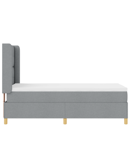 Letto Box Spring con Materasso e Luce LED Grigio Chiaro 80x200 cm in Tessuto