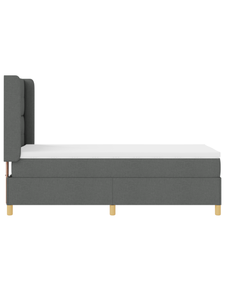 Letto Box Spring con Materasso e LED Grigio Scuro 80x200 cm Tessuto