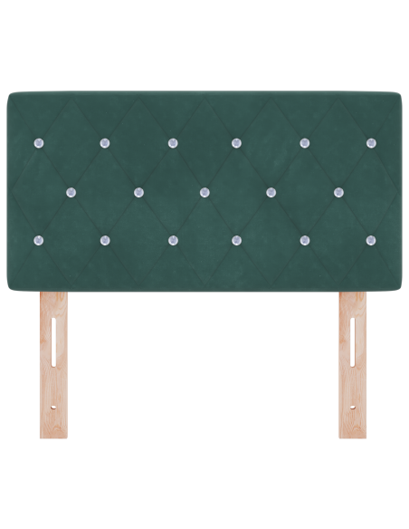 Testata Letto LED Trapuntata con Bottoni in Cristallo Verde Scuro 80 cm Velluto