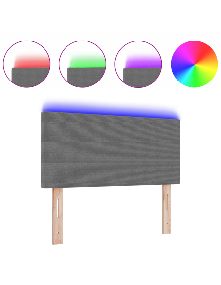 Testata LED Design Semplice Grigia Chiara 90 cm in Tessuto Vellutato