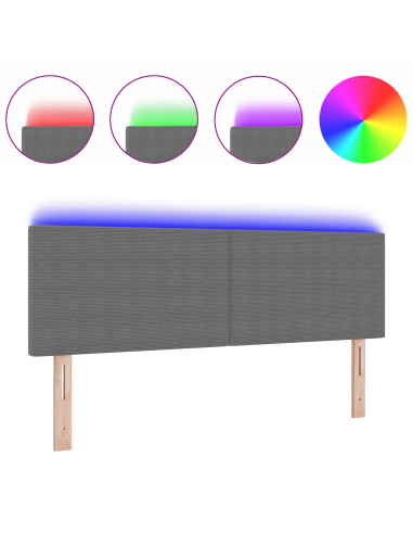 Testiera LED con testiera Grigio chiaro 144 cm Poliestere