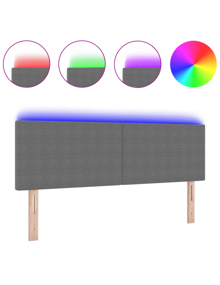 Testiera LED con testiera Grigio chiaro 144 cm Poliestere