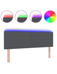 Testiera LED con testiera Grigio scuro 144 cm Poliestere 2