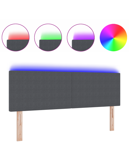 Testata LED  Design Semplice Grigia Scura 72 cm in Tessuto Corduroy