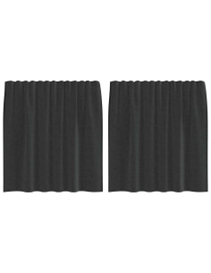 Tende in Voile con Tasche per Aste 2 pz Nero 2