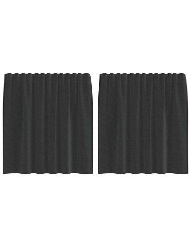 Tende in Voile con Tasche per Aste 2 pz Nero