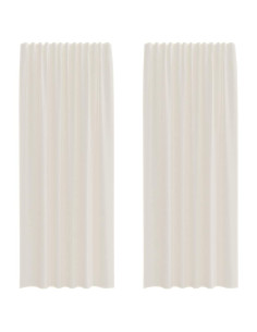 Tende in Voile con Tasche per Aste 2 pz Crema 2