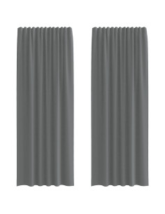 Tende in Voile con Tasche per Aste 2 pz Grigio Scuro 2