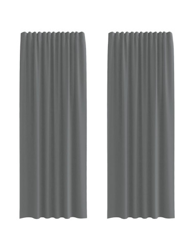 Tende in Voile con Tasche per Aste 2 pz Grigio Scuro