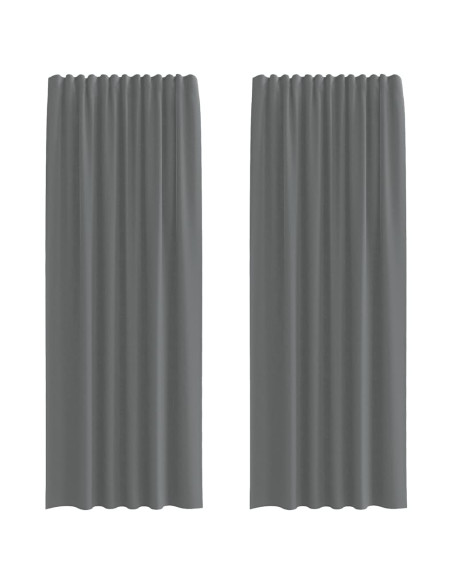 Tende in Voile con Tasche per Aste 2 pz Grigio Scuro