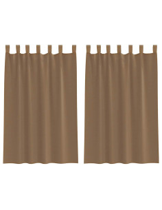 Tende in Voile con Passanti 2 pz Marrone Chiaro 140x175 cm 2