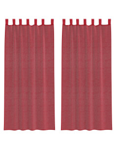 Tende in Voile con Passanti 2 pz Rosso Vino 140x225 cm 2