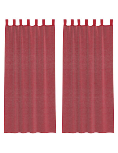 Tende in Voile con Passanti 2 pz Rosso Vino 140x225 cm